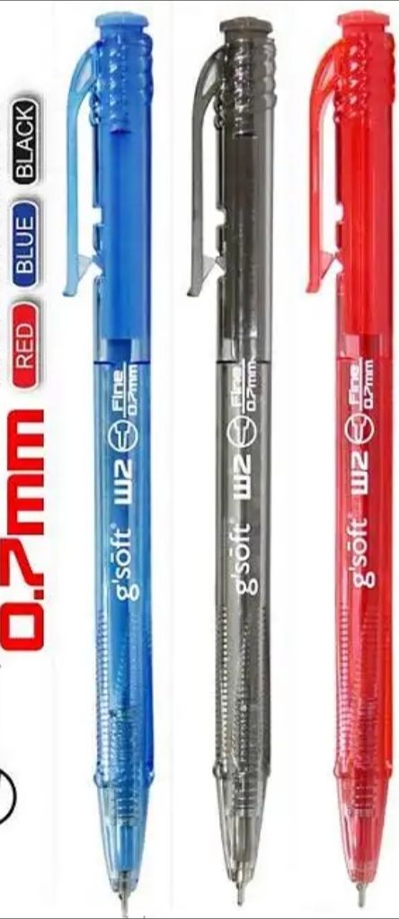 Gsoft ball pen W2 0.7mm - Black, blue, red