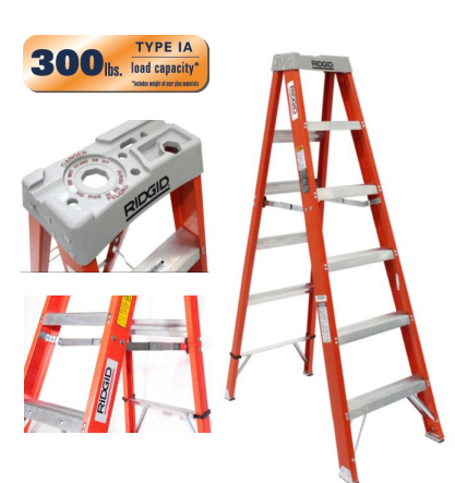 RIDGID Fiberglass Step Ladders with Protop