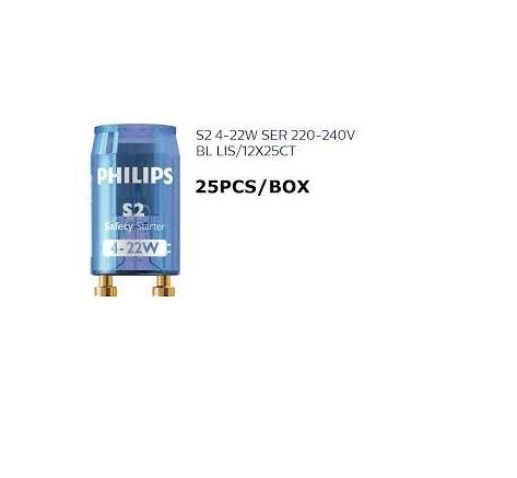 Philips Fluorescent Starter S2 P4-22W 220 - 240V