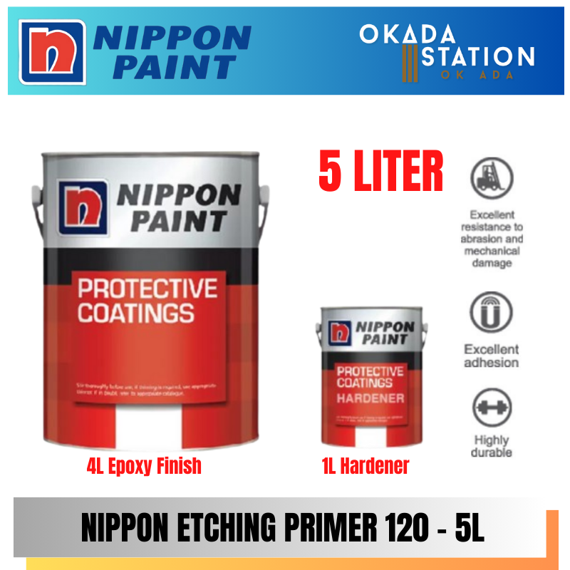 Nippon Paint / 5L / 5 Liter / Steel & Alloy Primer Paint / Etching Primer 120 / Polyvinyl Butyral Based / Cat Primer Keluli & Aloi / Cat Primer / Cat