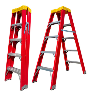 4 / 5 Step Fiberglass Double Sided Ladder