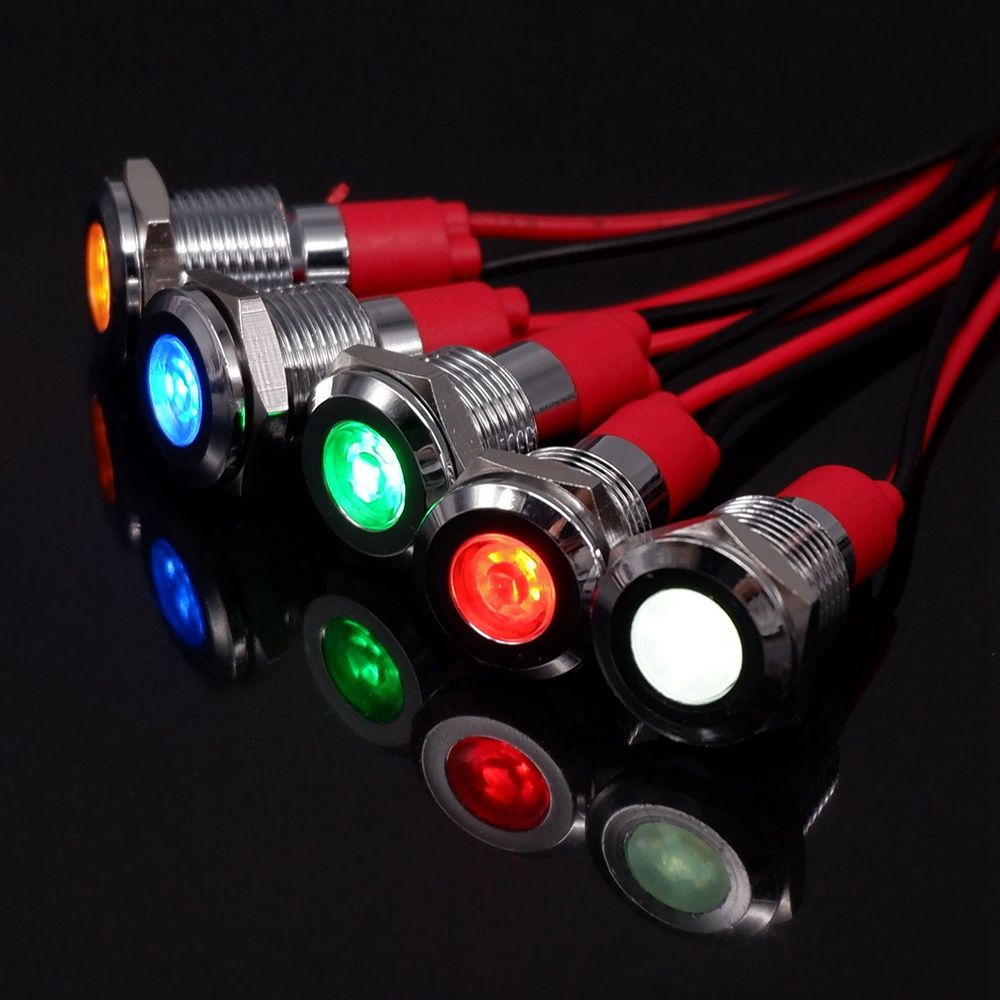 10mm indicator light LED Metal Waterproof Signal Lamp 3V 5V 6V 12V 24V 220V Red Yellow Blue Green White highlight dustproof