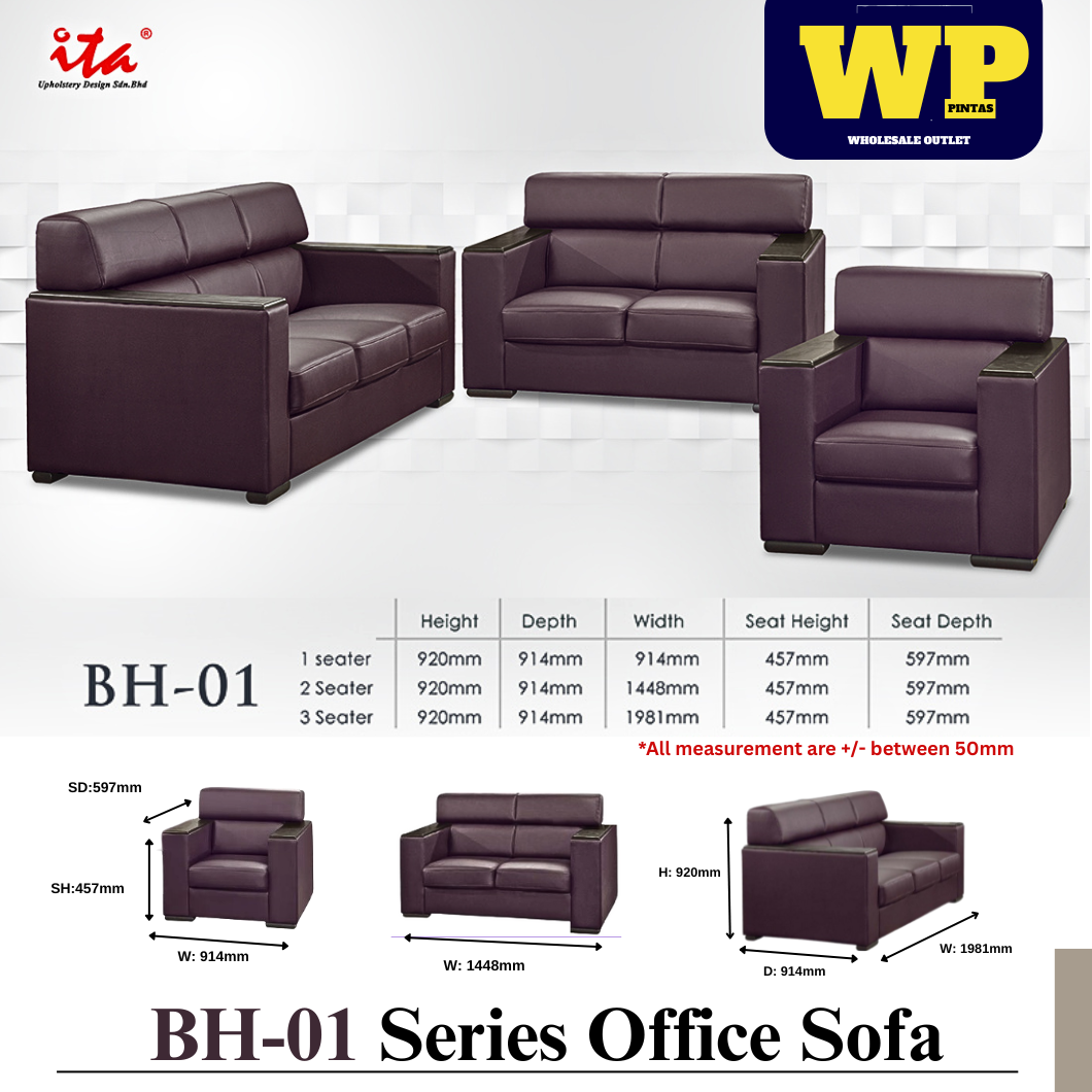 ITA UPHOLSTERY DESIGN BH-01 SERIES OFFICE SOFA - ALL SIZE / SINGLE SEATER / DOUBLE SEATER / TRIPLE SEATER / 1+2+3 SEATER SET / VISITOR SOFA / PU LEATHER / FABRIC / SOFA PELAWAT / SOFA PEJABAT / SOFA / BH-01