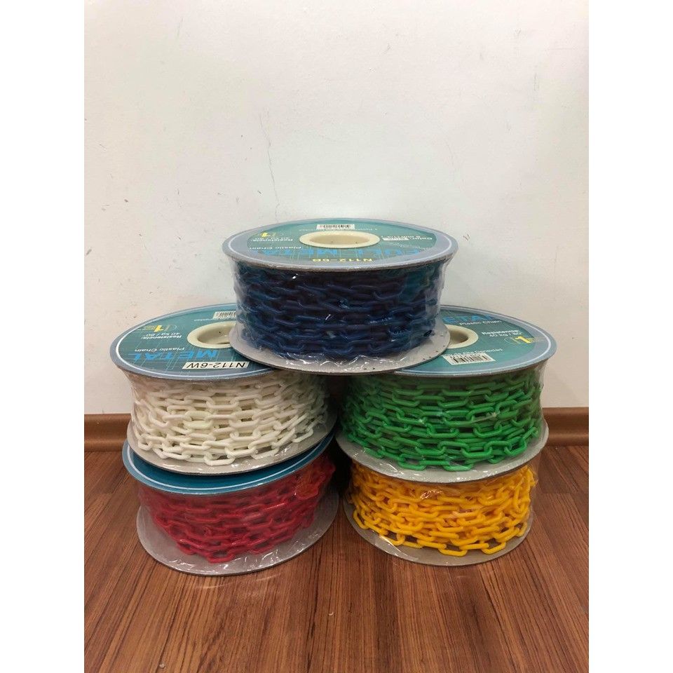 20meter ( 1 ROLL ) Plastic Chain 6mm Width for Safety Road Cone PVC Chain Gate Rantai Pagar