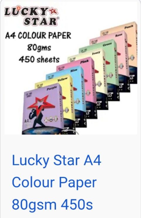 A4 colour paper lucky star 80gsm 450 sheets