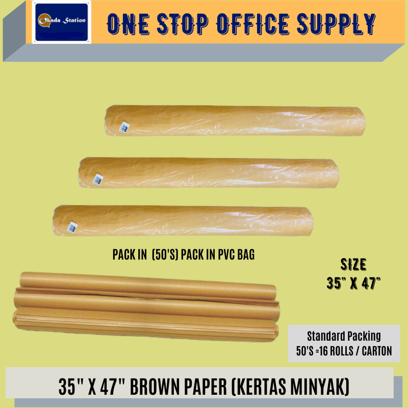 BROWN PAPER -KERTAS MINYAK (50'S) /Brown Paper /Kertas Minyak /Brown Paper 35 /Paper