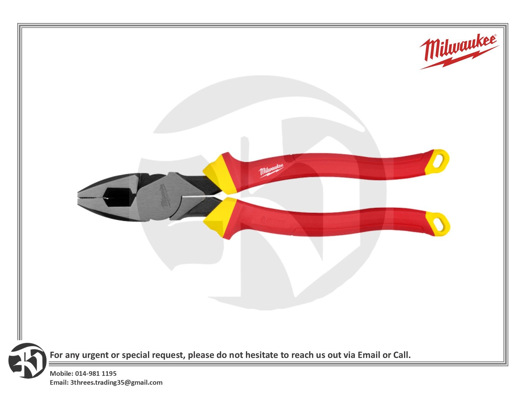 Milwaukee 1000V Insulated 9″ Lineman's Pliers