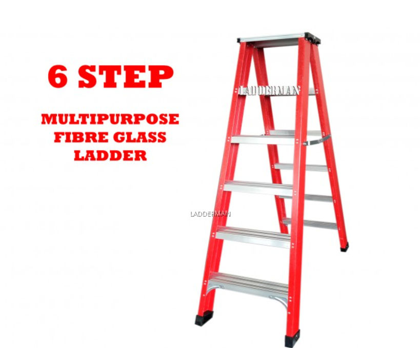 6 / 7 / 8 / 9 STEP FIBERGLASS DOUBLE SIDED LADDER