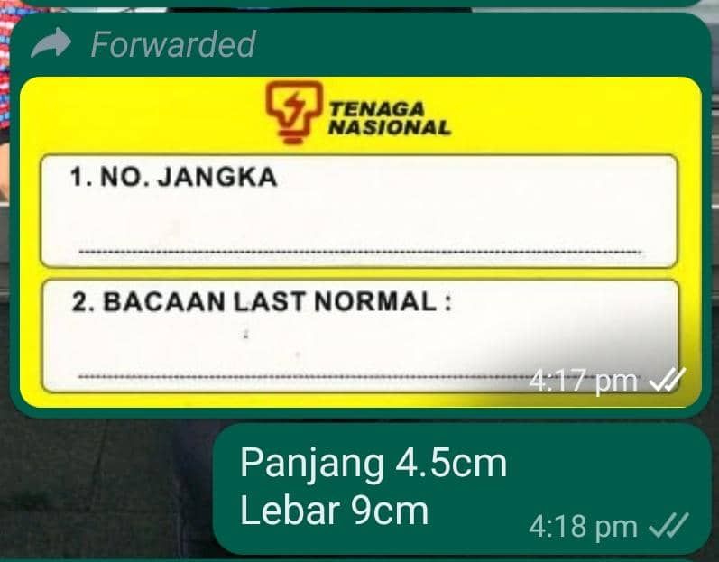 TNB white & yellow sticker without Laminate outdoor use Material 4' x 16' (FAST DELIVERY & LOCAL SUPPLIER)