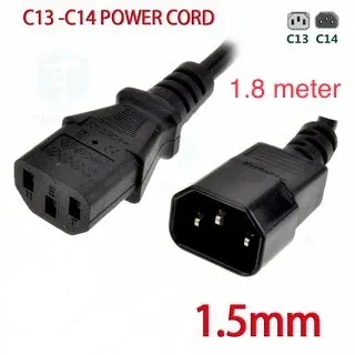 C13 to C14 Power Cord 1.5mm Core 1.8 meter