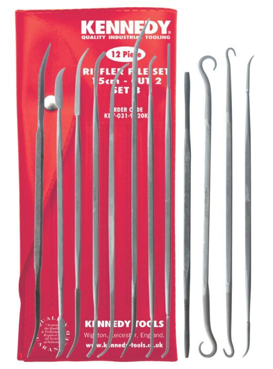 Kennedy 150mm (6") 12 Piece Second Cut Riffler File Set B KDY0319120K