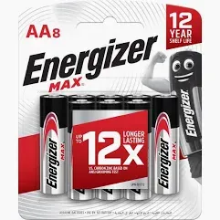 8 pcs Battery AA (1.5v) Energizer MAX Alkaline (TACTICAL SAFETY RESOURCES)