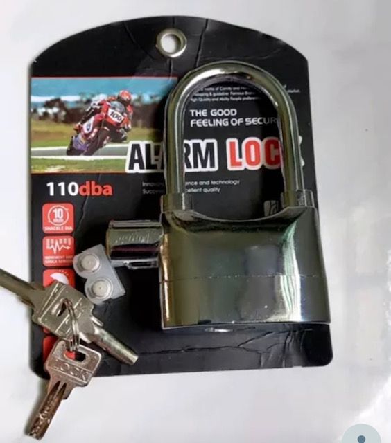 Anti-Theft Siren Alarm Lock Chrome Padlock 130mm x 70mm (LONG)