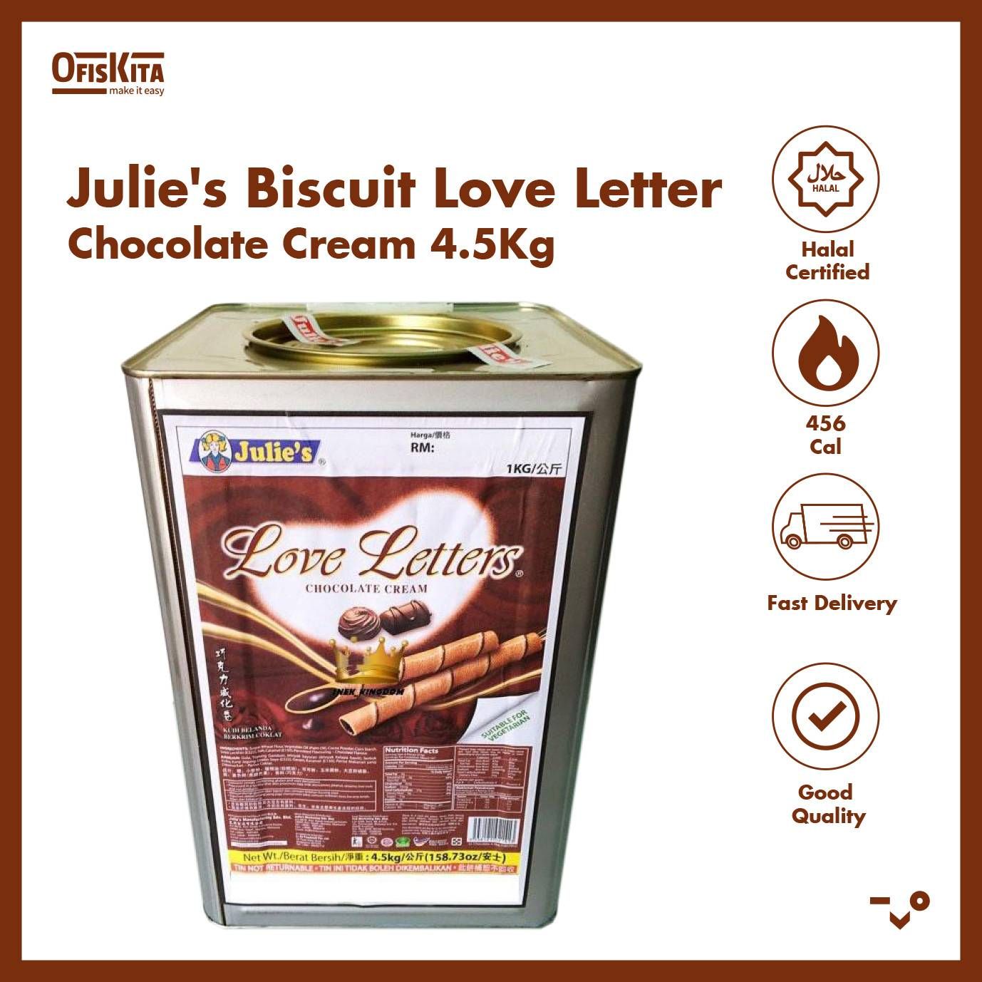 JULIE'S TIN BISCUIT LOVE LETTER 4.5KG