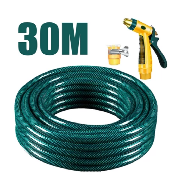 30M Garden Hose High Pressure Water Spray Gun PVC Pipe Car Wash Jet Nozzle Sprinkler washing hose