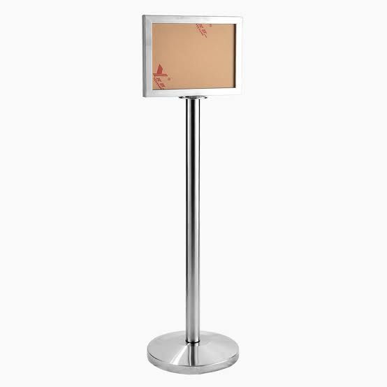 QP STAINLESS STEEL A4 SIGNAGE STAND POLE: 40MM (DIA) BASE: 320MM (DIA) HEIGHT: 1150MM (H) WEIGHT: 9KG