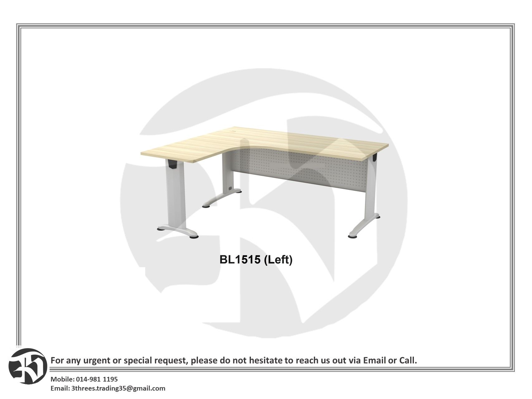 Office Table | L-Shape Table | Metal Leg Office Table | B Series BL-1515