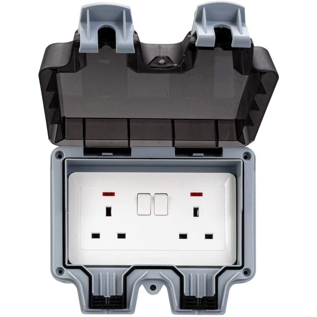 13A Safe Power Outdoor Socket Wall Mount IP66 Waterproof Double Plug Box External Protection Outlet Electric With Cover