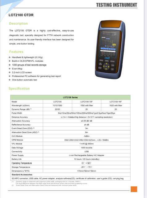 LinkU OTDR LOT2100