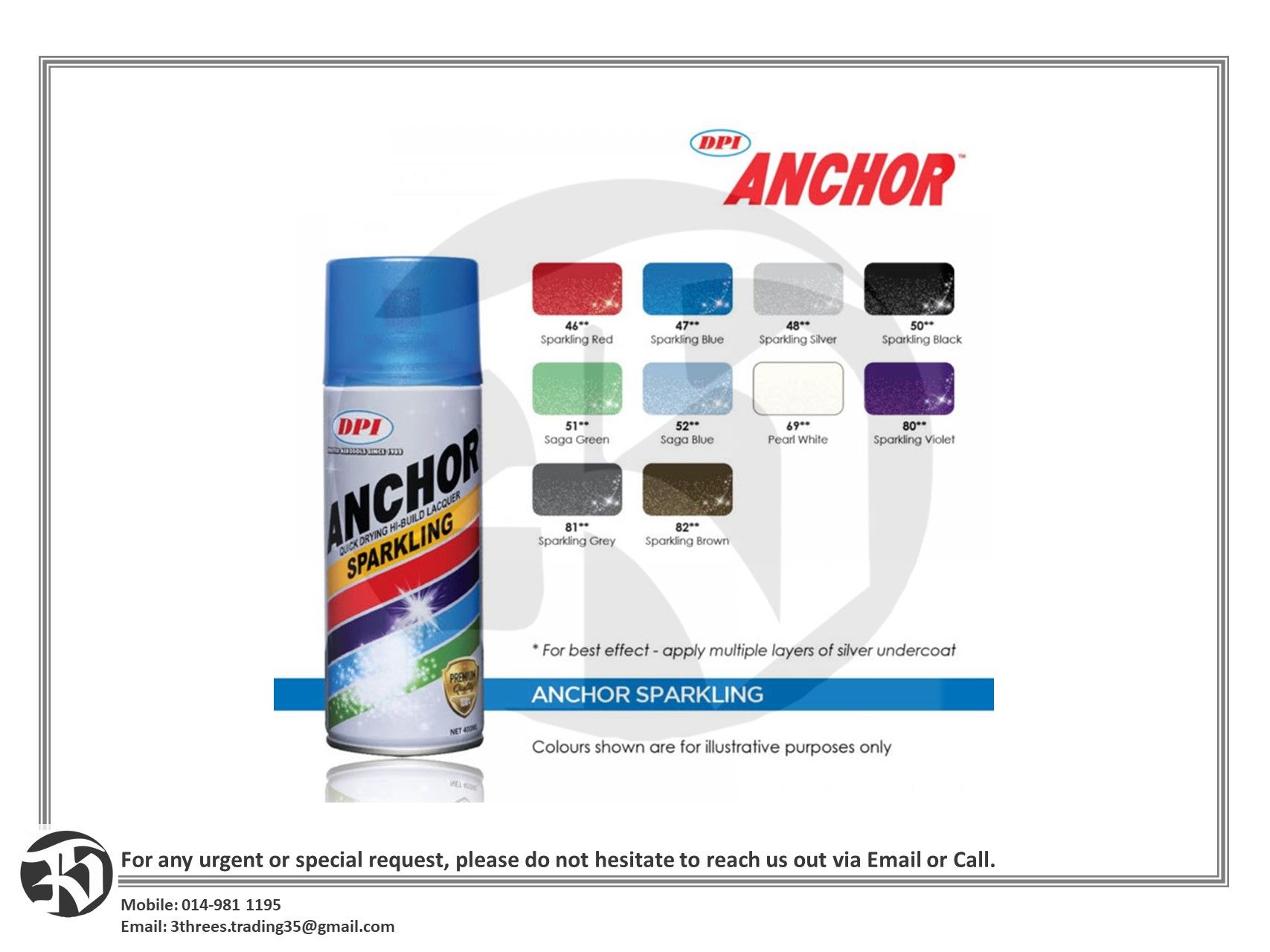 Anchor 47 Sparkling Blue Can Spray Paint 400ml