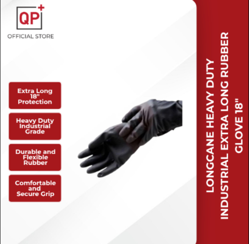 LONGCANE HEAVY DUTY INDUSTRIAL EXTRA LONG RUBBER GLOVE 18" l SARUNG TANGAN GETAH  l 手套-