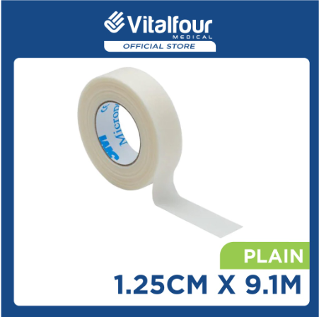 VITALFOUR 3M MICROPORE SURGICAL TAPE WITH DISPENSER/PLAIN (1.25CM X 9.1M / 2.5CM X 9.1M)(1 UNIT)