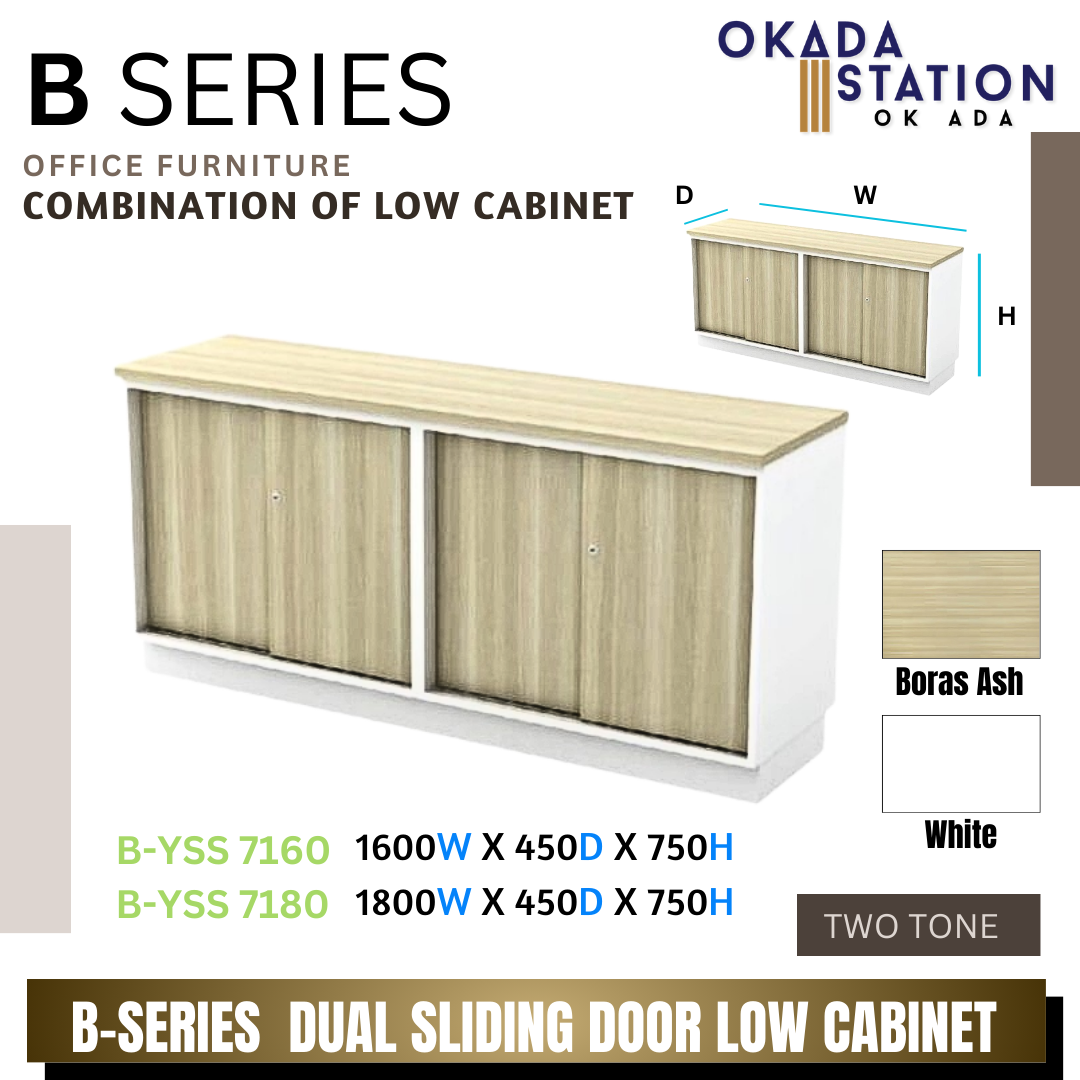 B SERIES DUAL SLIDING DOOR LOW CABINET- (B-YSS 7160) (B-YSS 7180) / B SERIES / WOODEN LOW CABINET / COMBINATION LOW CABINET / LOW CABINET / DUAL SLIDING DOOR CABINET / SLIDING DOOR CABINET ./ CABINET