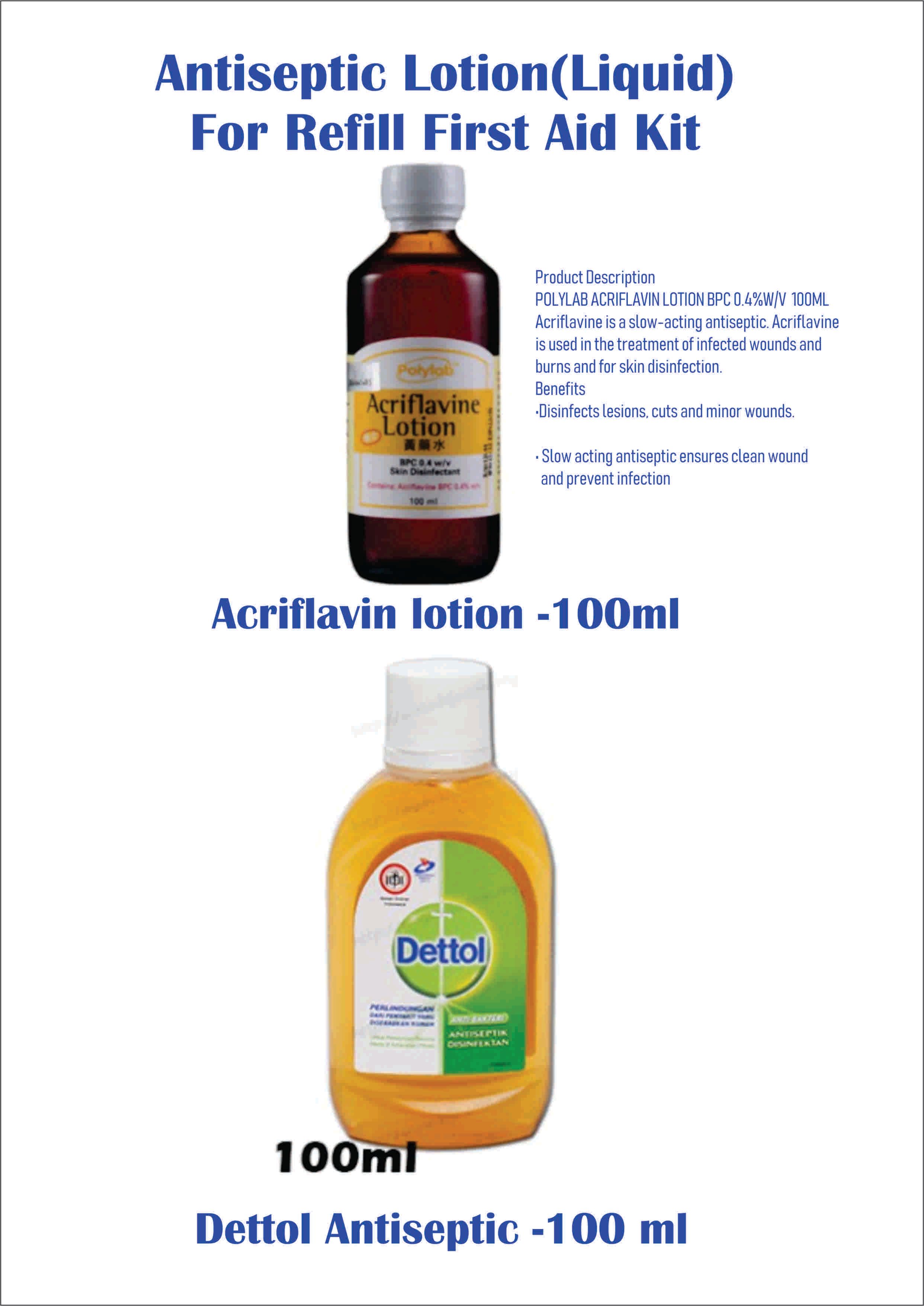 various Ocha First Aid Refill Kit -Antiseptic liquid