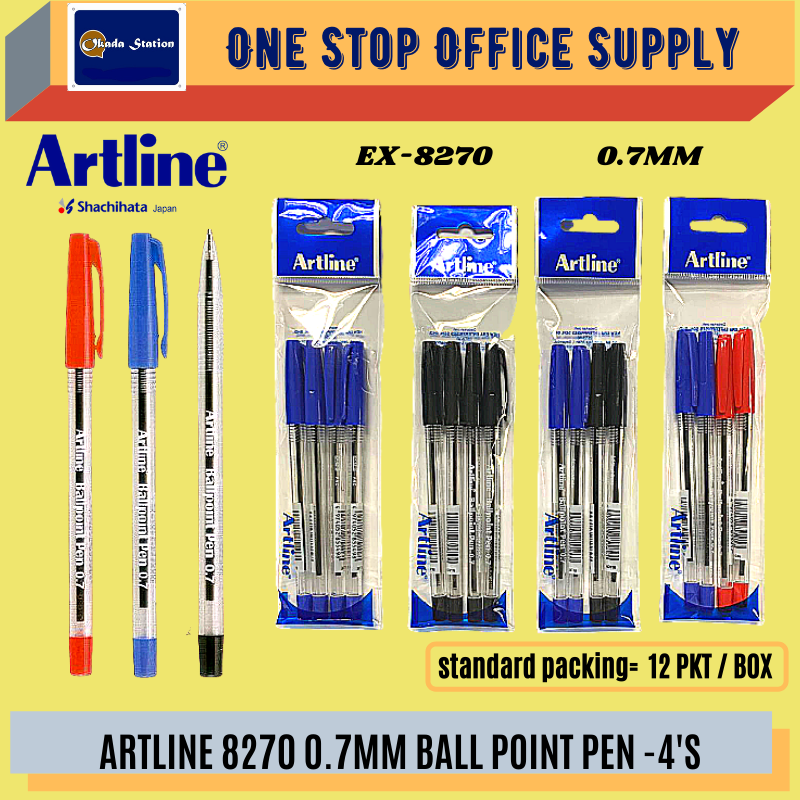 ARTLINE 8270 / BALL PEN / BALL POINT PEN / 0.7MM / 4'S / SET / 8270 / ARTLINE PEN / ALL COLOUR /