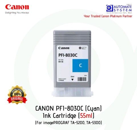 Canon PFI-8030 C (Cyan) (55ml) Ink Cartridges for image PROGRAF TA Series | TA-5200, TA-5300 |