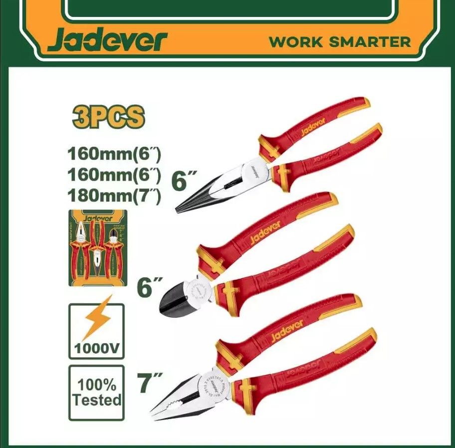 JADEVER 3 PCS INSULATED PLIERS SET JDPS0633