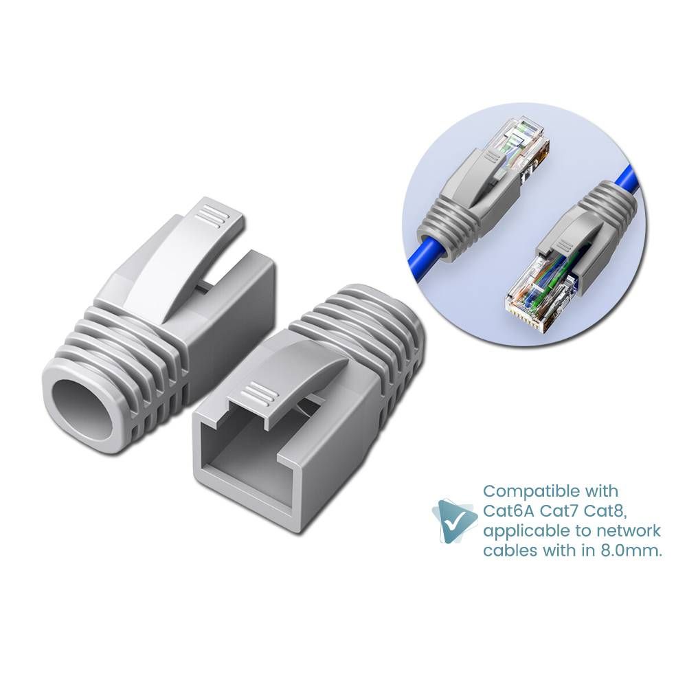 DINTEK POWERMAX RJ45 RUBBER BOOT LIGHT GRAY 8MM FOR CAT6A / CAT7 SHIELDED