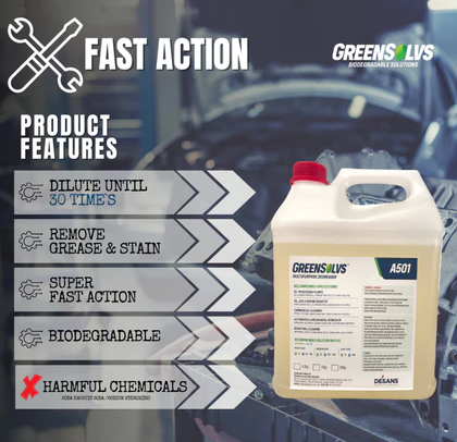 GreenSolvs Biodegradable Degreaser (Heavy Duty & Concentrate ) GreenSolvs A501 - For Workshop and Heavy Industry