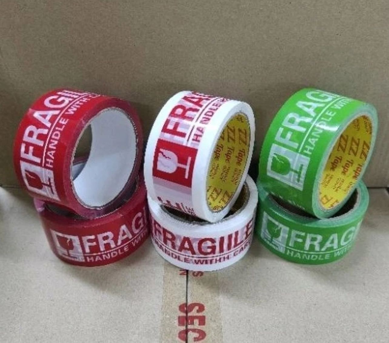 Tape FRAGILE TAPE GREEN / RED 48MM X 50