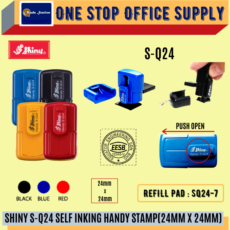 SHINY S-Q24 SELF INKING HANDY STAMP WITH RUBBER -24MM X 24MM /Shiny /S-Q24 /self Inking Handy Stamp /Handy Stamp /Rubber Stamp