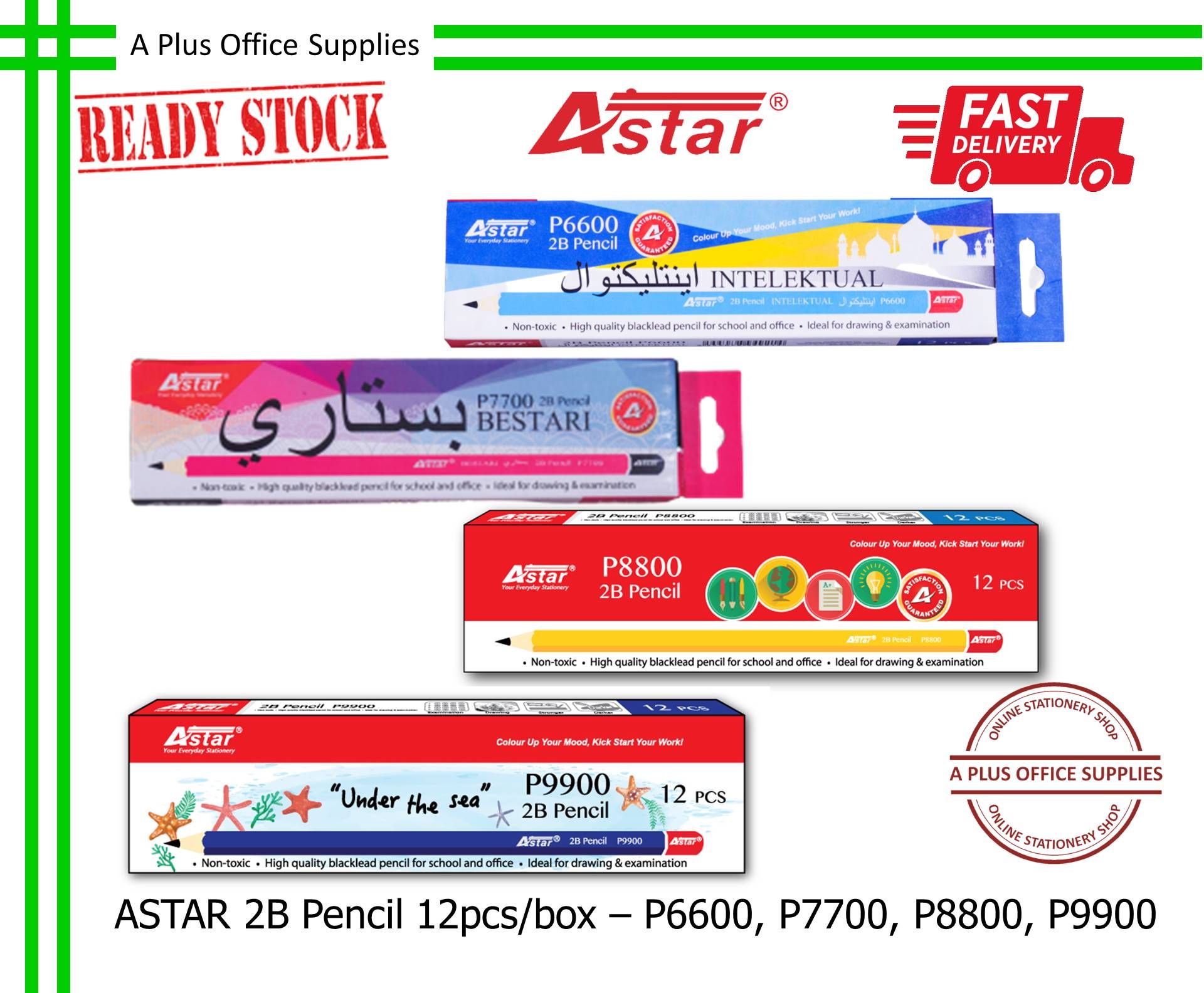 ASTAR 2B Pencil 12pcs/box / Pensel 2B - P6600, P7700, P8800, P9900