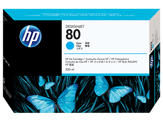 Genuine Malaysia HP Warranty - HP 80 Cyan 350ml Ink Cartridge