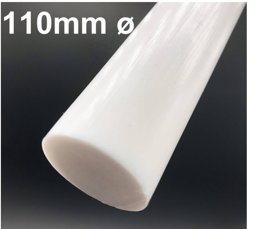 PTFE ROD 110MM DIAMETER WHITE COLOR BUSH ROUND BAR
