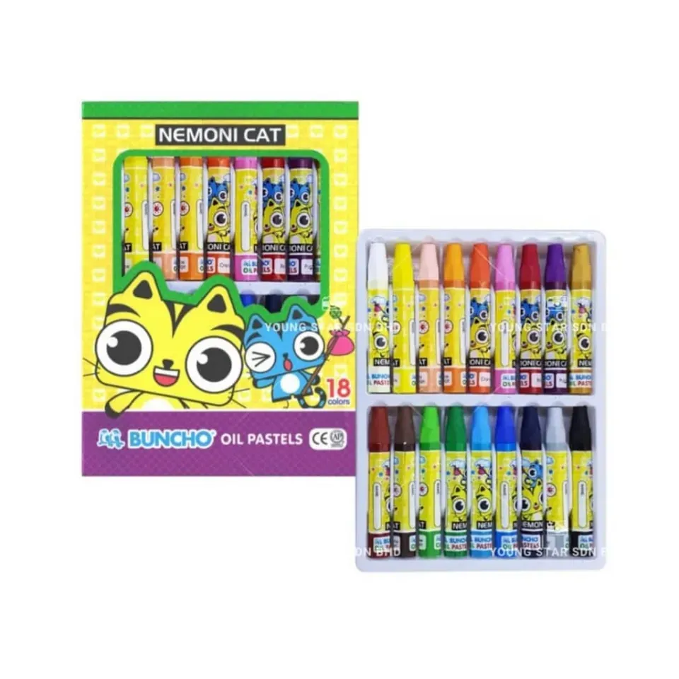 Buncho Nemoni Cat Oil Pastel 12 / 18 / 24 / 36 Color 12 Nemoni Crayon OP-YC-18-KK