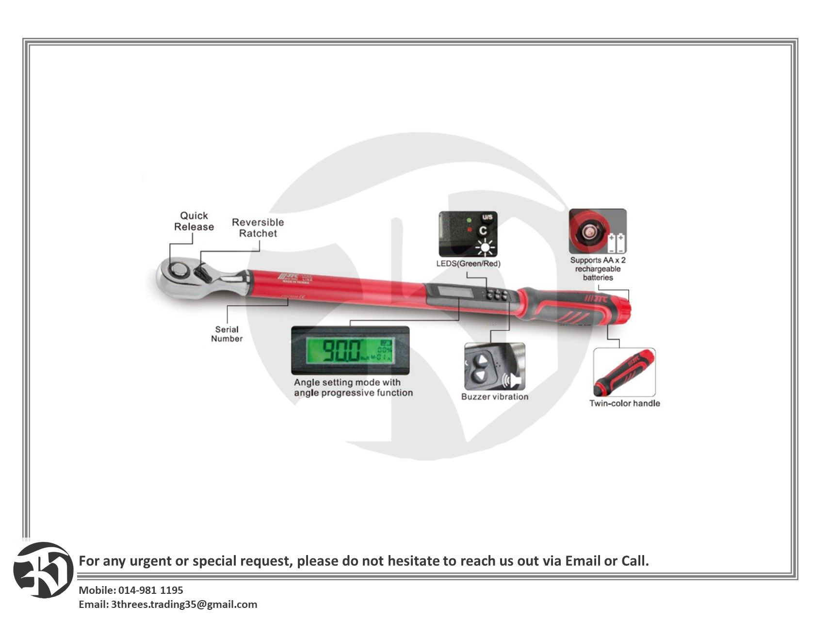 JTC-1472 Digital Angle Torque Wrench 3/8”