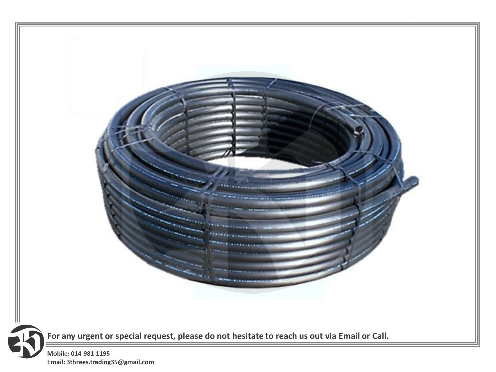 Poly Pipe PN10, 32mm/50mm x 100m (SIRIM)