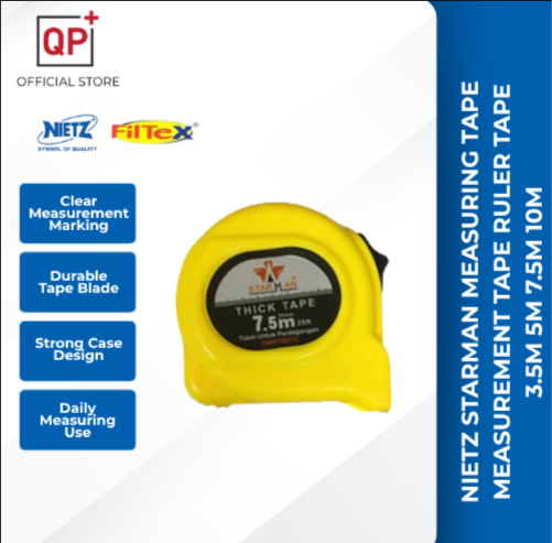 NIETZ STARMAN MEASURING TAPE MEASUREMENT TAPE RULER TAPE 3.5M 5M 7.5M 10M l PITA PENGUKUR l 卷尺-10M/32FT