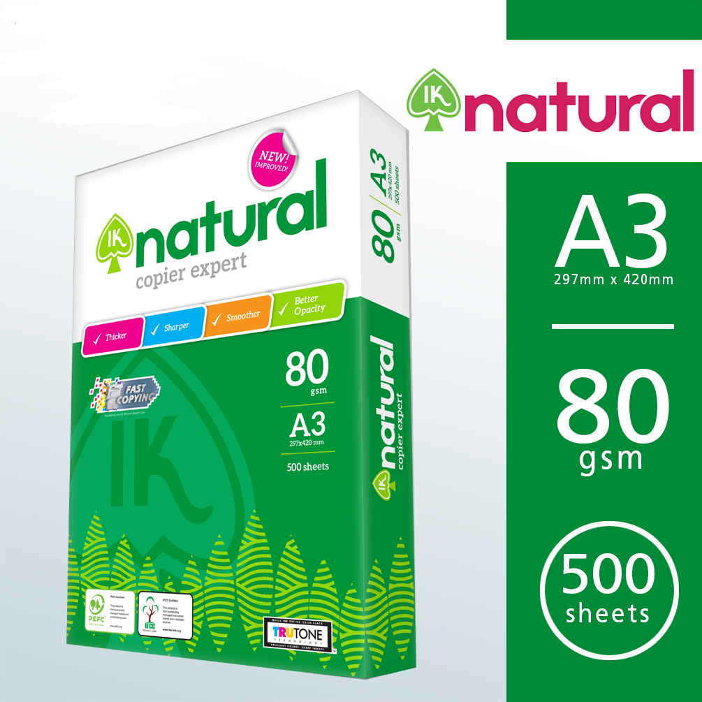 IK NATURAL COPY PAPER A3 80GM 500'S