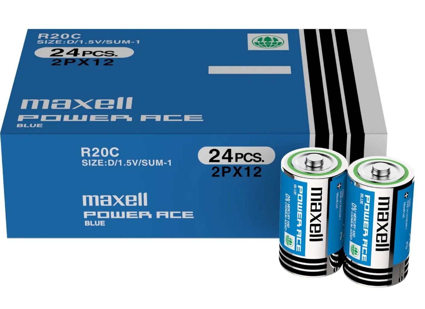 Maxell Heavy Duty D Size (2pcs shrink pack) - 24pcs/box R20 2P