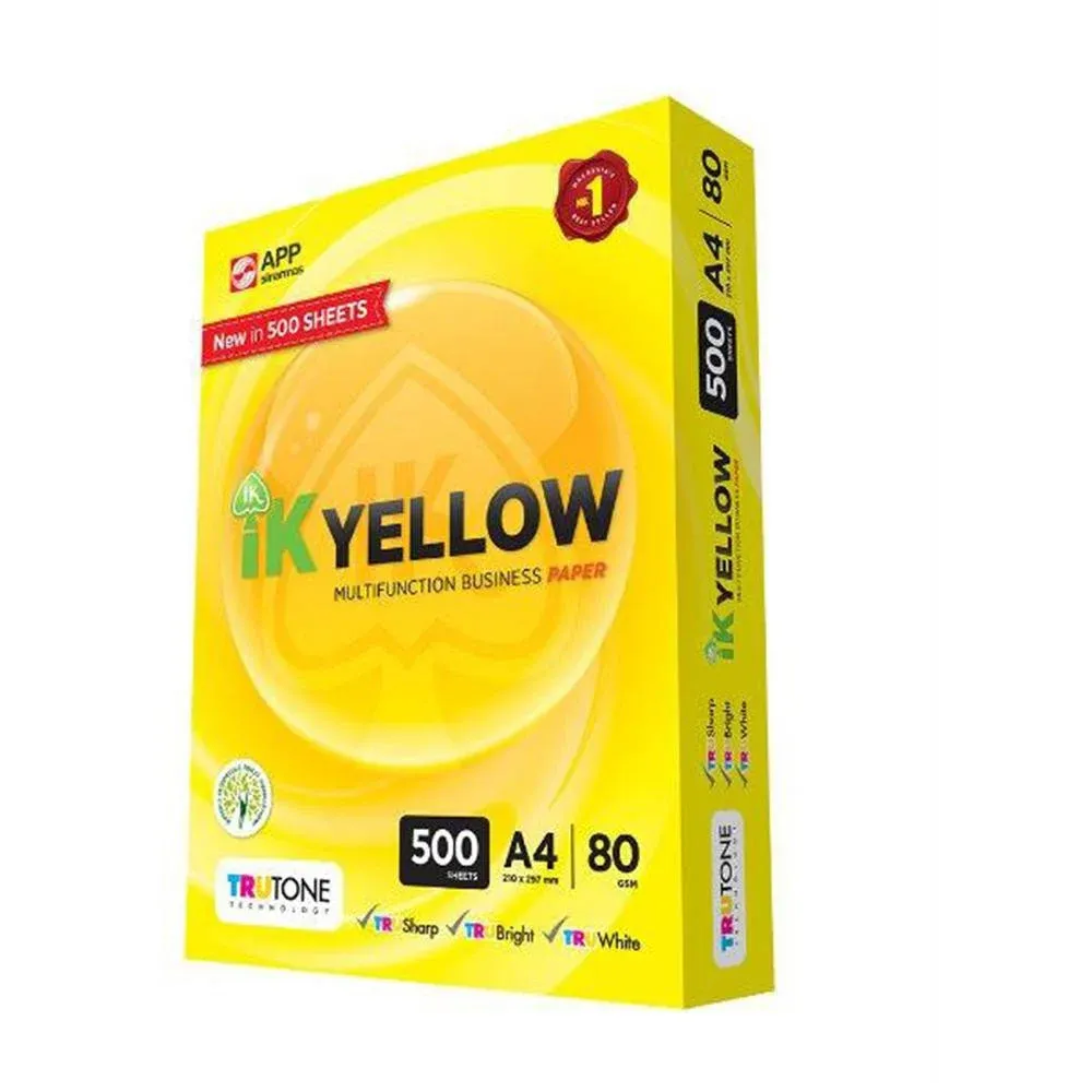 Ik yellowA4 Paper 80gsm 500 sheets - 1 box (5 reams)