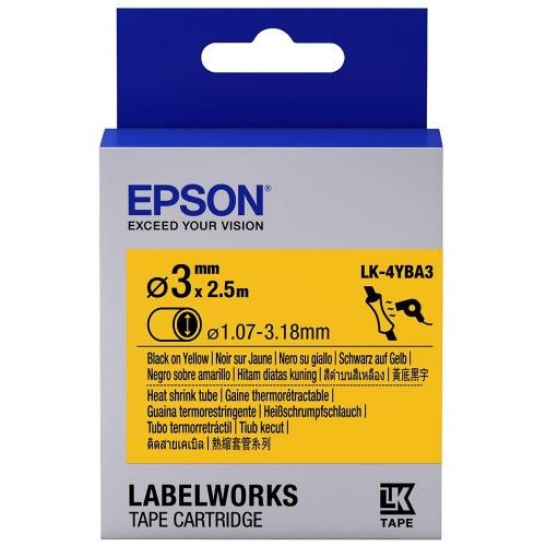 Epson Black on Yellow, Heat Shrink, DIA.茂录藛Item No:EPS LK-4YBA3)