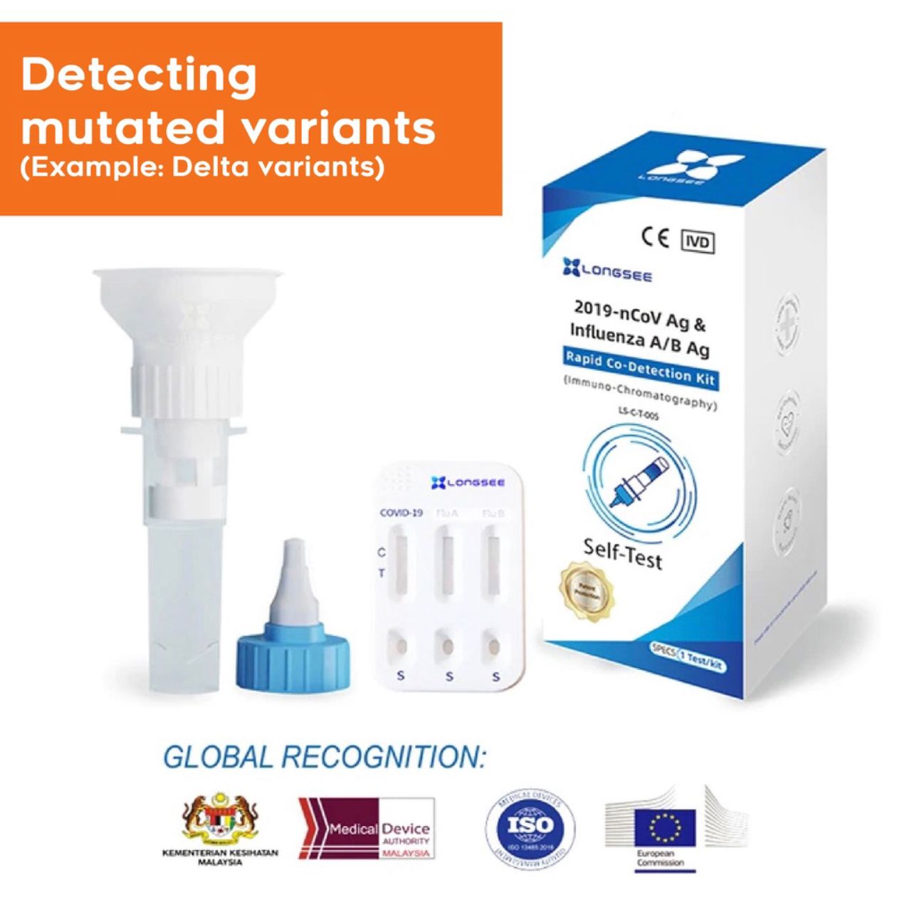 LONGSEE 3in1 COVID 19 Saliva Home Self Test Rapid Antigen Kit