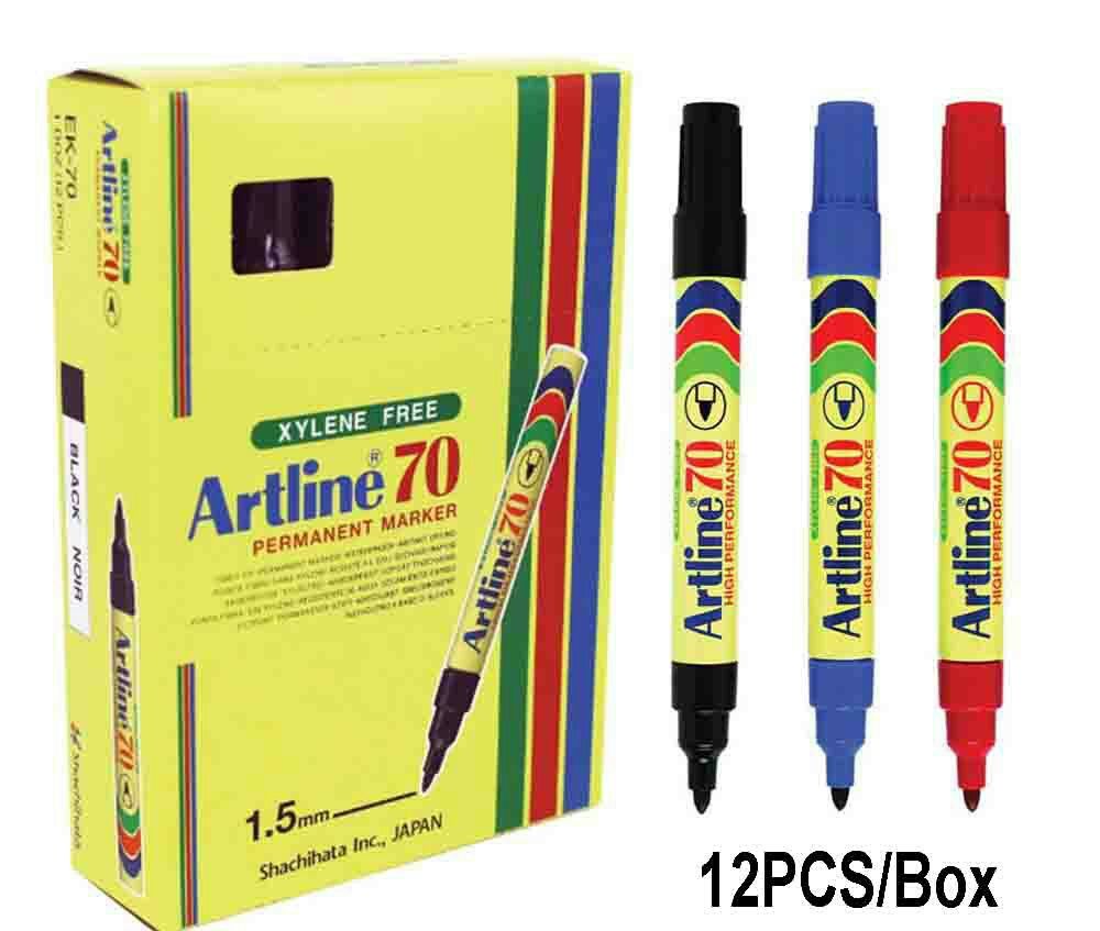 Artline 70 Permanent Marker in Box (12pcs)- Black/Blue/Red