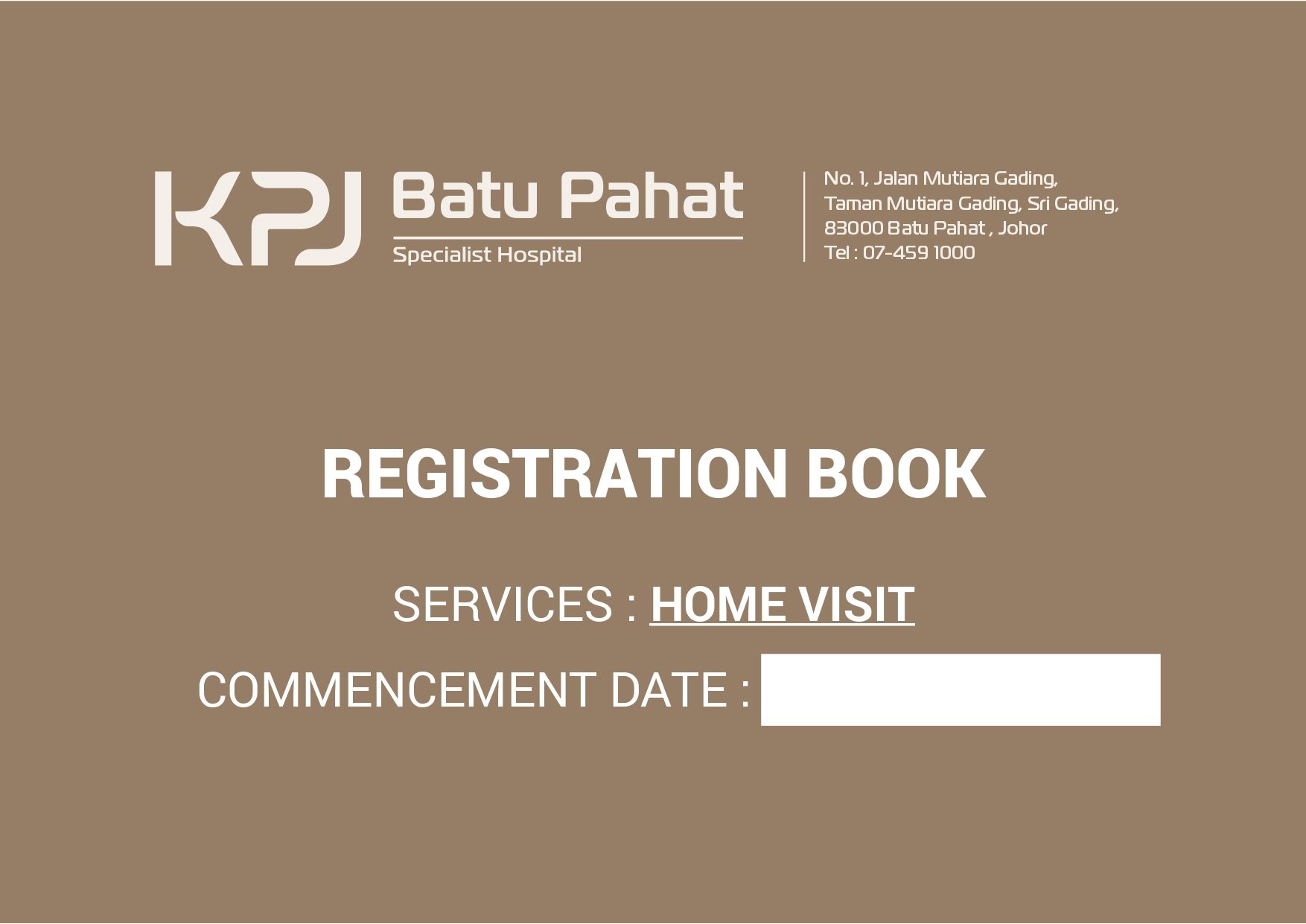 Hardcover Registration Book Home Visit
