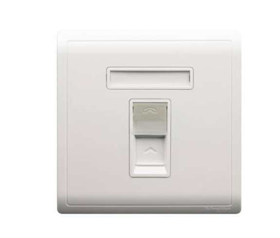 SCHNEIDER PIENO E8231RJS 1GANG RJ45 DATA SOCKET, CAT5E KEYSTONE ON SHUTTERED WALLPLATE WHITE